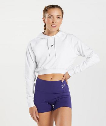 Sudadera Con Capucha Gymshark Entrenamiento Cropped Mujer Blancas | CO 2029VRW